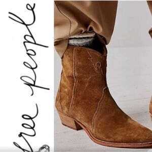 Free People Frontier Camel Suede Ankle Booties - size 40